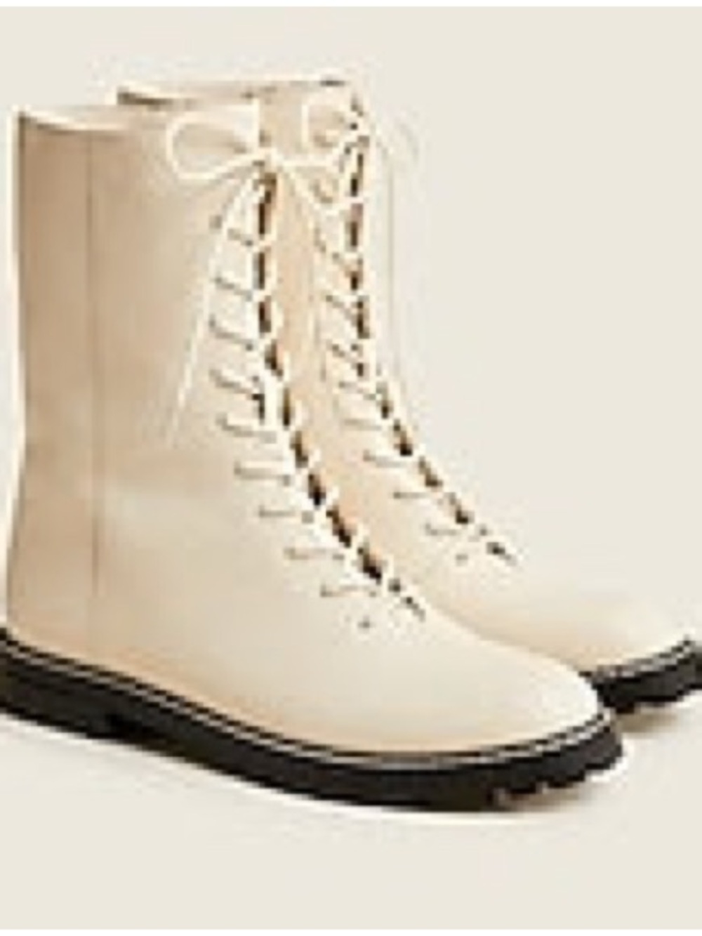 J. Crew Cream Lace-Up Combat Boots with Black Sole